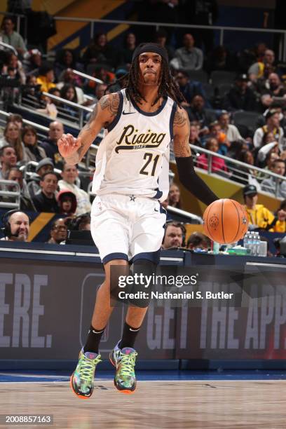 Emoni Bates of Team Detlef dribbles the ball during the game against Team Jalen during the Rising Stars Game as part of NBA All-Star Weekend on...