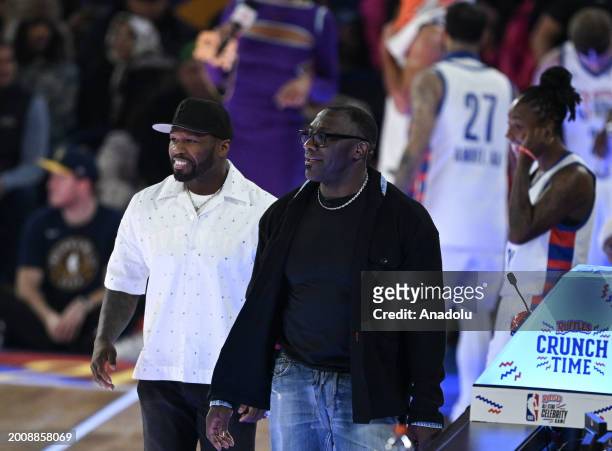 Head Coach Shannon Sharpe of Shannon gives tactics to his players during the Ruffles NBA All-Star Celebrity Game as part of NBA All-Star Weekend held...