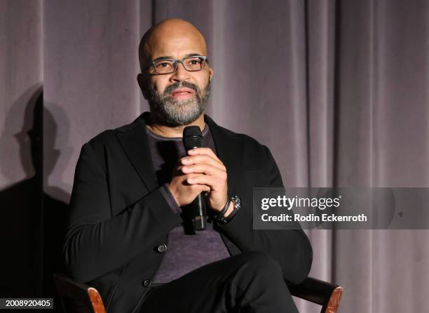 Jeffrey Wright speaks onstage at his Career Retrospective presented by SAG-AFTRA Foundation Conversations at DGA Theater Complex on February 13, 2024...