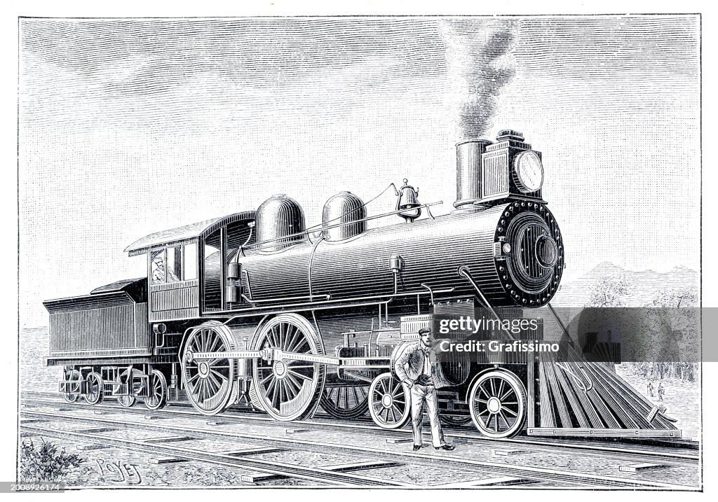 High Speed steam train USA engraving 1892