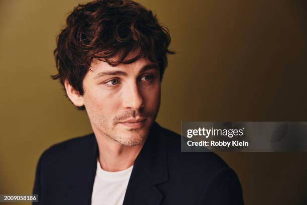 Logan Lerman of Hulu's 'We Were the Lucky Ones' poses for a portrait during the 2024 Winter Television Critics Association Press Tour at The Langham...