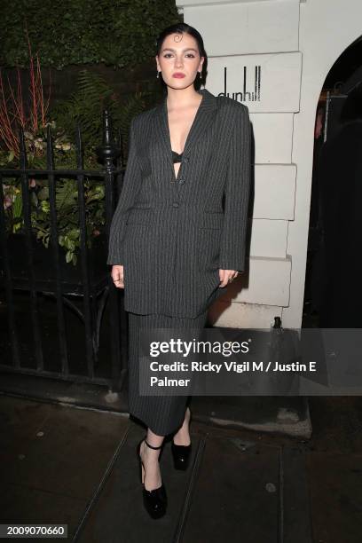 Emily Carey seen attending the dunhill & BSBP pre-BAFTA filmmakers dinner and party at Bourdon House on February 13, 2024 in London, England.