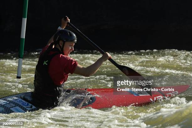 Codie Davidson of Australia and bronze medalist in the 2023 ICF Junior and Under 23 Canoe Slalom World Championships at training during the...