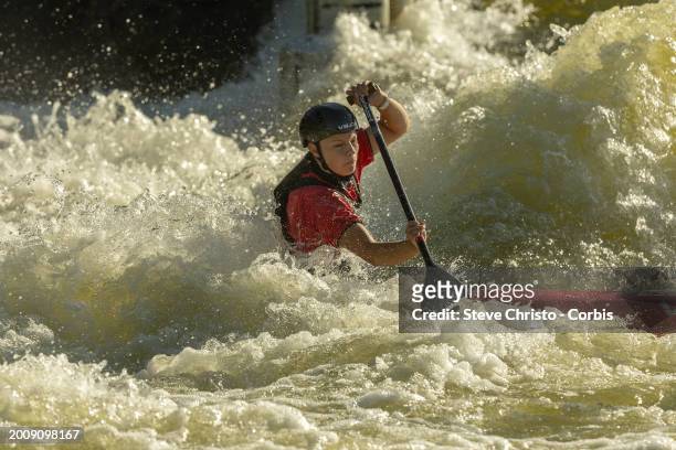 Codie Davidson of Australia and bronze medalist in the 2023 ICF Junior and Under 23 Canoe Slalom World Championships at training during the...