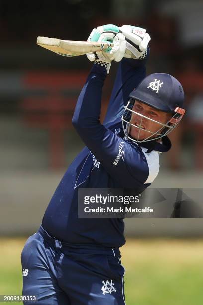 Tom Rogers of Victoria bats during the Marsh One Day Cup match between New South Wales and Victoria at North Sydney Oval, on February 14 in Sydney,...