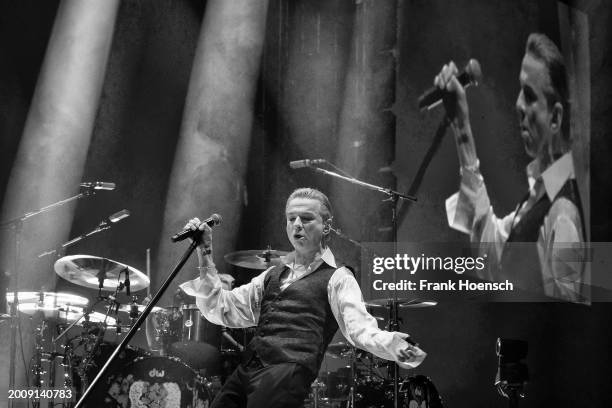 Singer Dave Gahan of Depeche Mode performs live on stage during a concert at the Mercedes-Benz Arena on February 13, 2024 in Berlin, Germany.