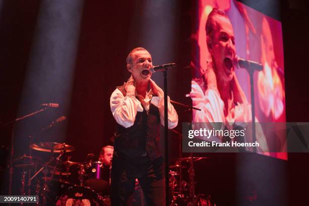 Singer Dave Gahan of Depeche Mode performs live on stage during a concert at the Mercedes-Benz Arena on February 13, 2024 in Berlin, Germany.