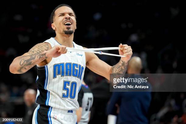 Cole Anthony of the Orlando Magic reacts against the Detroit Pistons at Little Caesars Arena on February 04, 2024 in Detroit, Michigan. NOTE TO USER:...