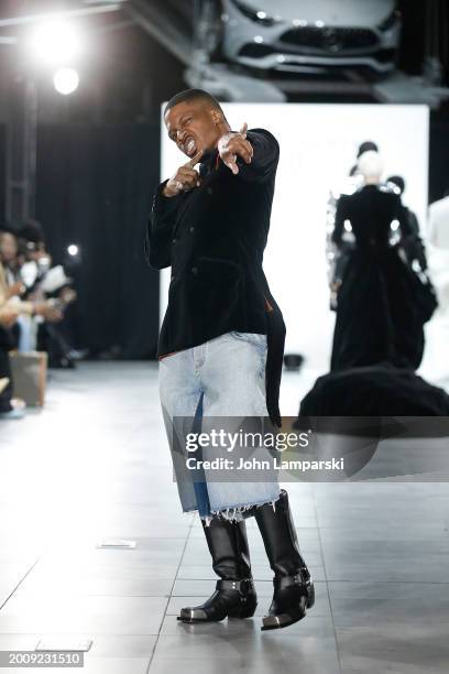 Designer Romeo Hunte walks the runway at the Romeo Hunte fashion show during New York Fashion Week on February 13, 2024 in New York City.