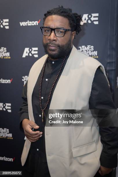 Questlove attends A&E's "James Brown: Say It Loud" New York Premiere at The Apollo's Victoria Theater on February 13, 2024 in New York City.