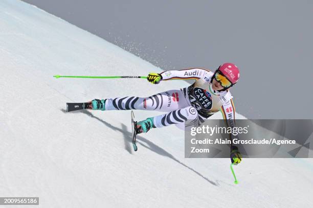 Katrin Hirtl-stanggassinger of Team Germany in action during the Audi FIS Alpine Ski World Cup Women's Downhill on February 17, 2024 in Crans...