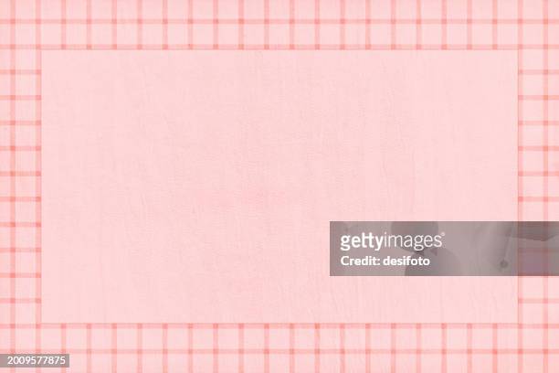faded red and pastel soft peach pink colored checkered pattern as border or outline frame of horizontal blank empty vector backgrounds like picnic blanket or table cloth - blanket texture stock illustrations
