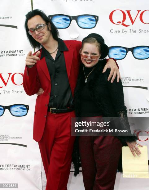 Actor Steve Valentine and his wife Shari attend the Sixth Annual QVC "Cure by the Shore" benefit at the Gull Way Estate on May 17, 2003 in Malibu,...