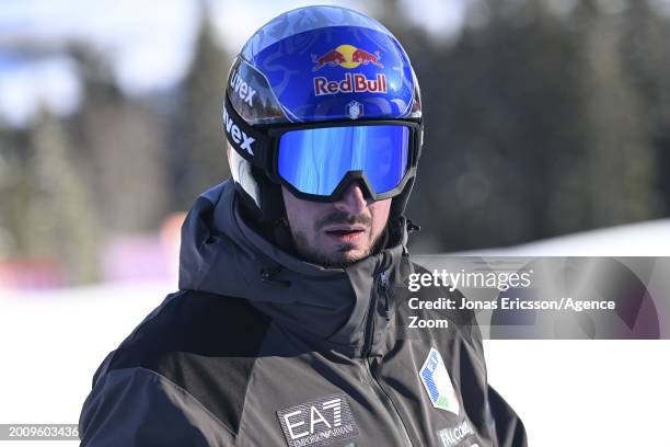 Dominik Paris of Team Italy inspects the course during the Audi FIS Alpine Ski World Cup Men's Downhill on February 17, 2024 in Kvitfjell Norway.