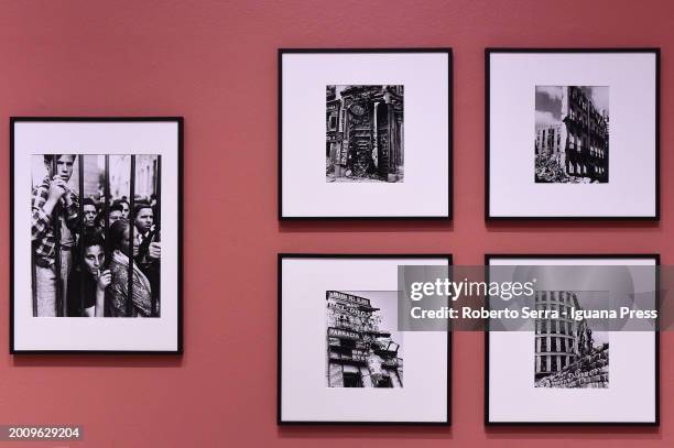 General view of the pictures masterpieces by german photojournalist Gerda Taro and hungarian photojournalist Robert Capa part of the exhibition...