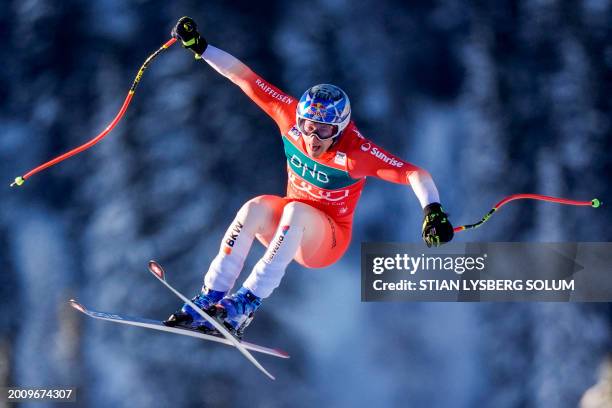 Marco Odermatt from Switzerland competes during the downhill world cup in Kvitfjell, Norway on February 17, 2024. / Norway OUT