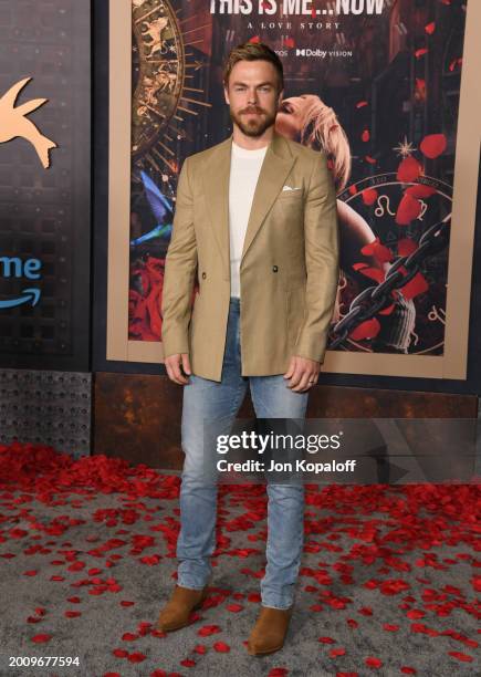 Derek Hough attends Los Angeles Premiere Of Amazon MGM Studios "This Is Me...Now: A Love Story" at Dolby Theatre on February 13, 2024 in Hollywood,...