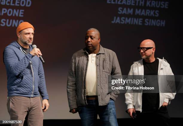 Joaquim Dos Santos, Kemp Powers and Justin K. Thompson attend Mike’s Field Trip to the Movies for the movie "Spider-Man: Across The Spider-Verse"...