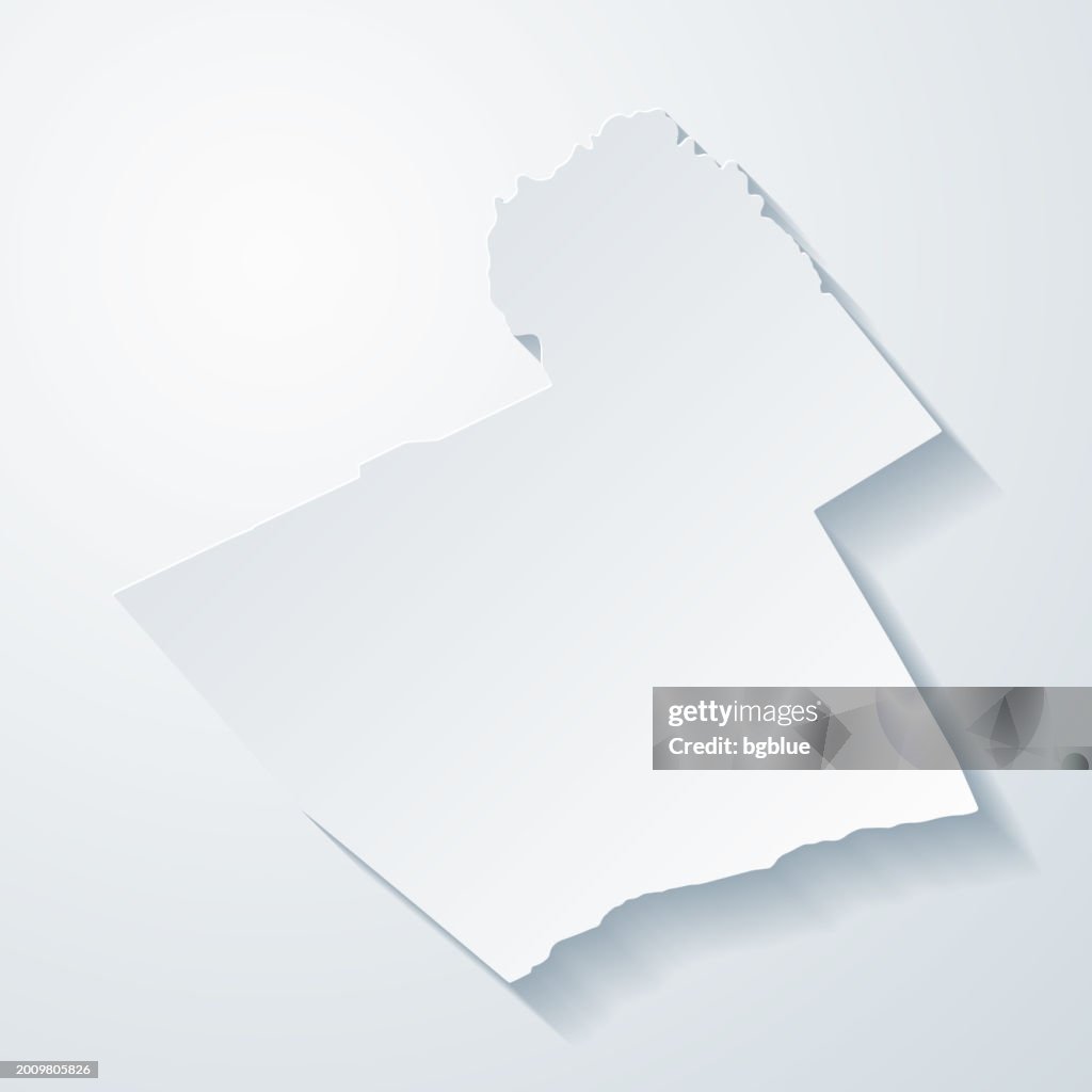Carbon County, Pennsylvania. Map with paper cut effect on blank background