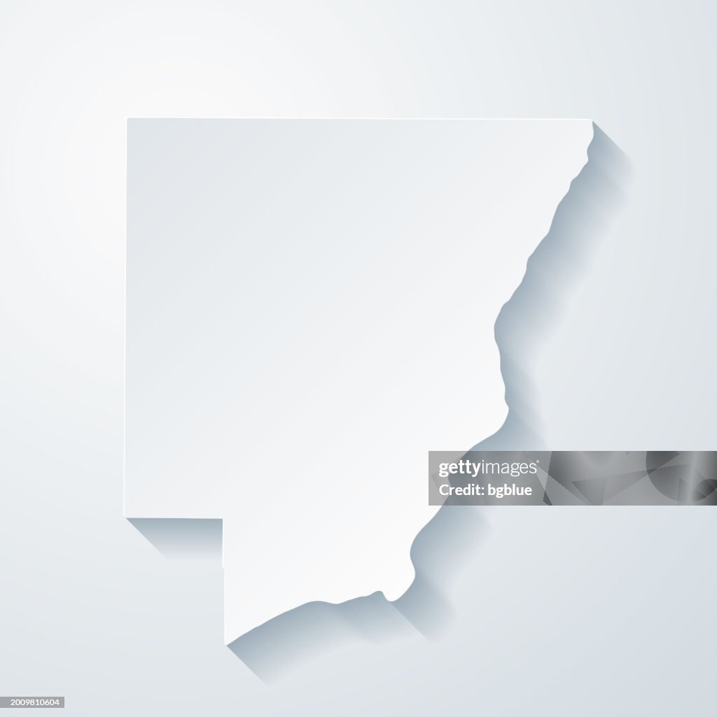 Peoria County, Illinois. Map with paper cut effect on blank background