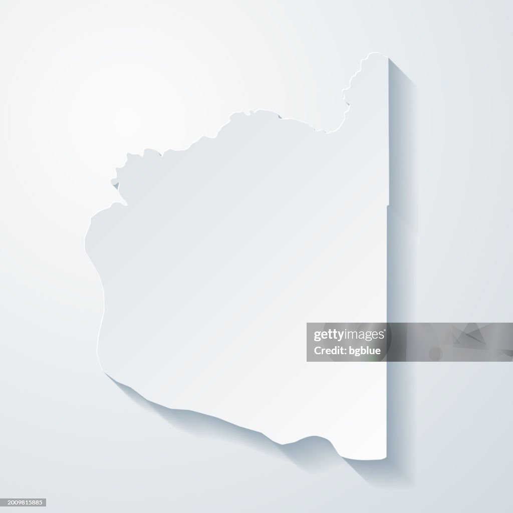 Clark County, Washington. Map with paper cut effect on blank background