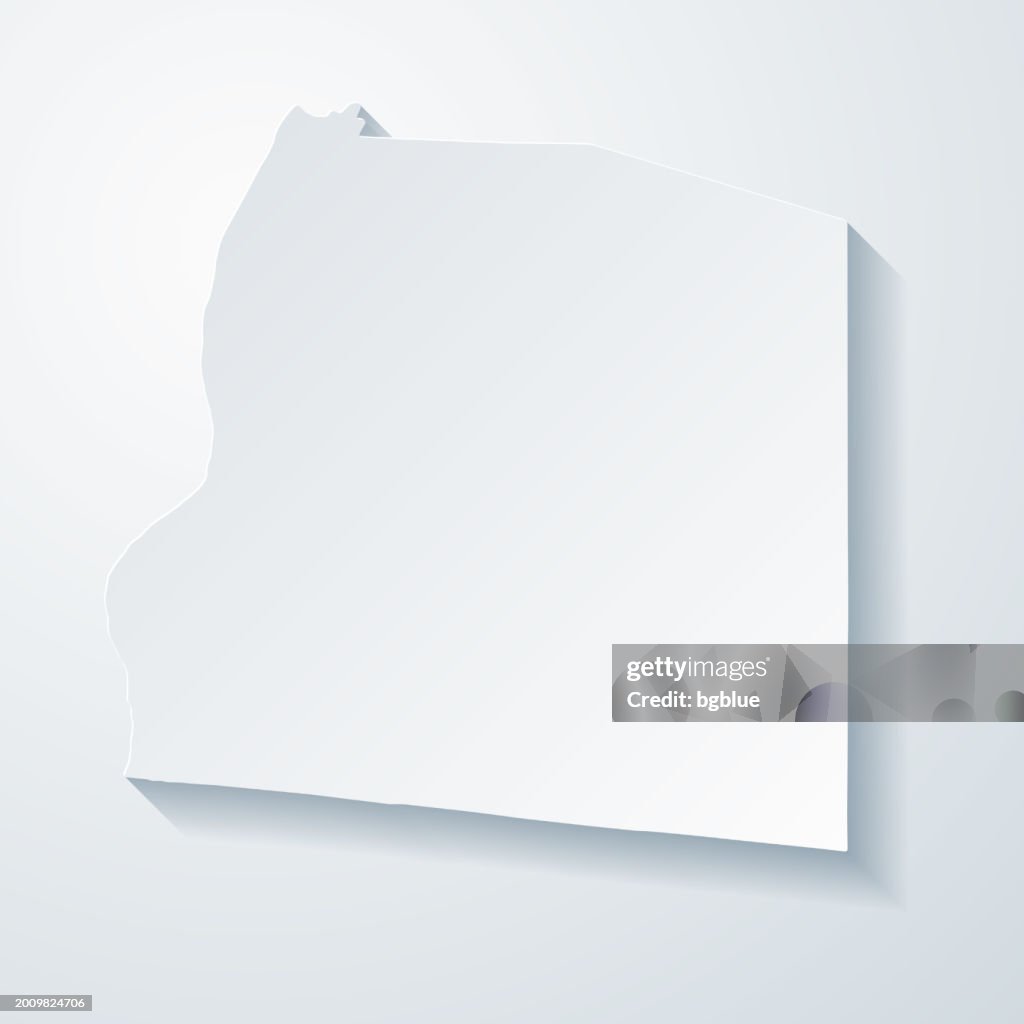 Ohio County, West Virginia. Map with paper cut effect on blank background