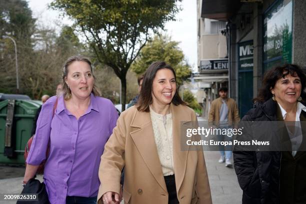 The former Minister of Equality, Irene Montero , and the Podemos candidate for the Presidency of the Xunta, Isabel Faraldo , on her arrival at a...