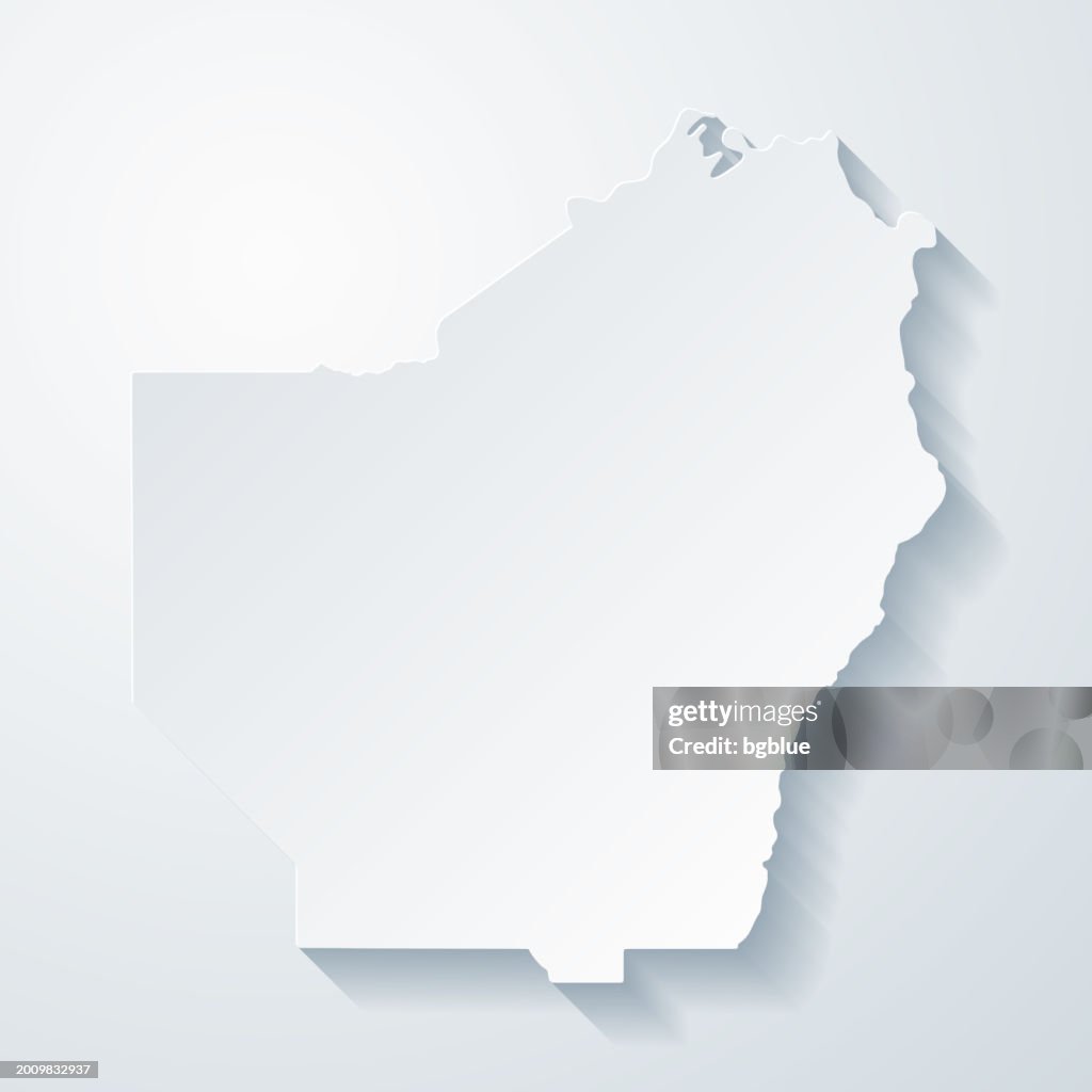 Ouachita Parish, Louisiana. Map with paper cut effect on blank background