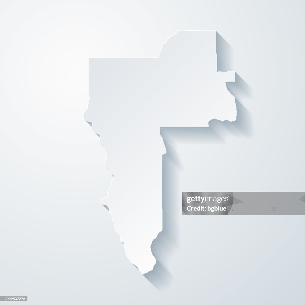 Nez Perce County, Idaho. Map with paper cut effect on blank background