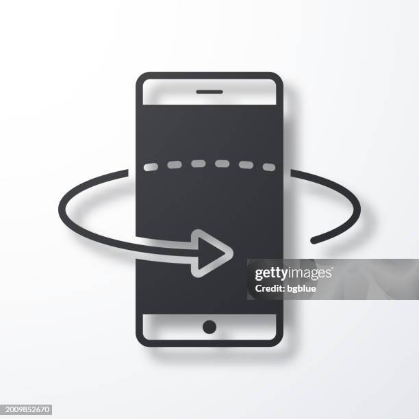360 degree rotation with smartphone. icon with shadow on white background - 360 tablet stock illustrations
