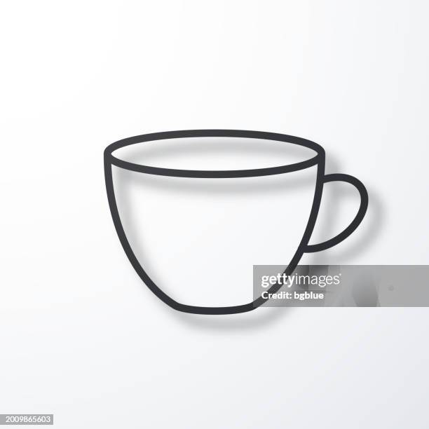 cup. line icon with shadow on white background - white coffee cup stock illustrations