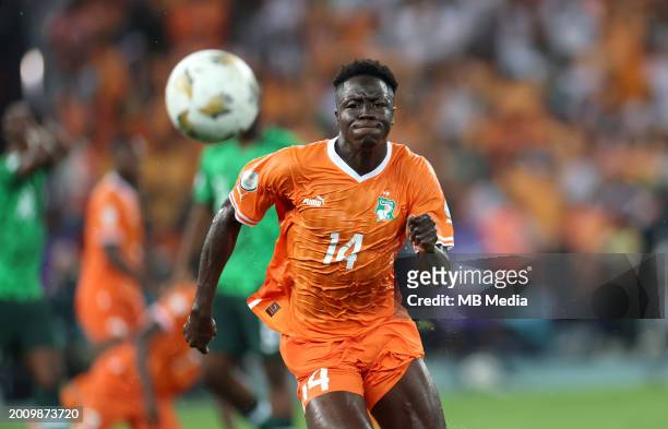 Oumar Diakité of Ivory Coast in action ,during the TotalEnergies CAF Africa Cup of Nations final match between Nigeria and Ivory Coast at Olympic...