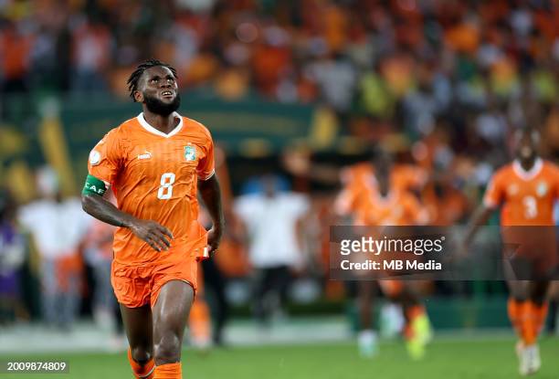Franck Kessie of Ivory Coast celebrates with his team mates after scoring his goal ,during the TotalEnergies CAF Africa Cup of Nations final match...
