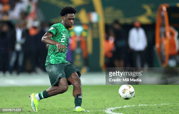 Ola Aina of Nigeria in action ,during the TotalEnergies CAF Africa Cup of Nations final match between Nigeria and Ivory Coast at Olympic Stadium...