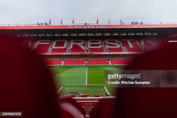 General view of The City Ground before the Premier League match between Nottingham Forest and West Ham United at City Ground on February 17, 2024 in...