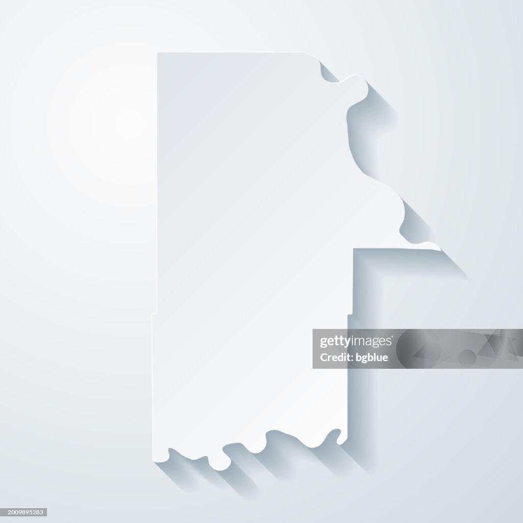 Leavenworth County, Kansas. Map with paper cut effect on blank background