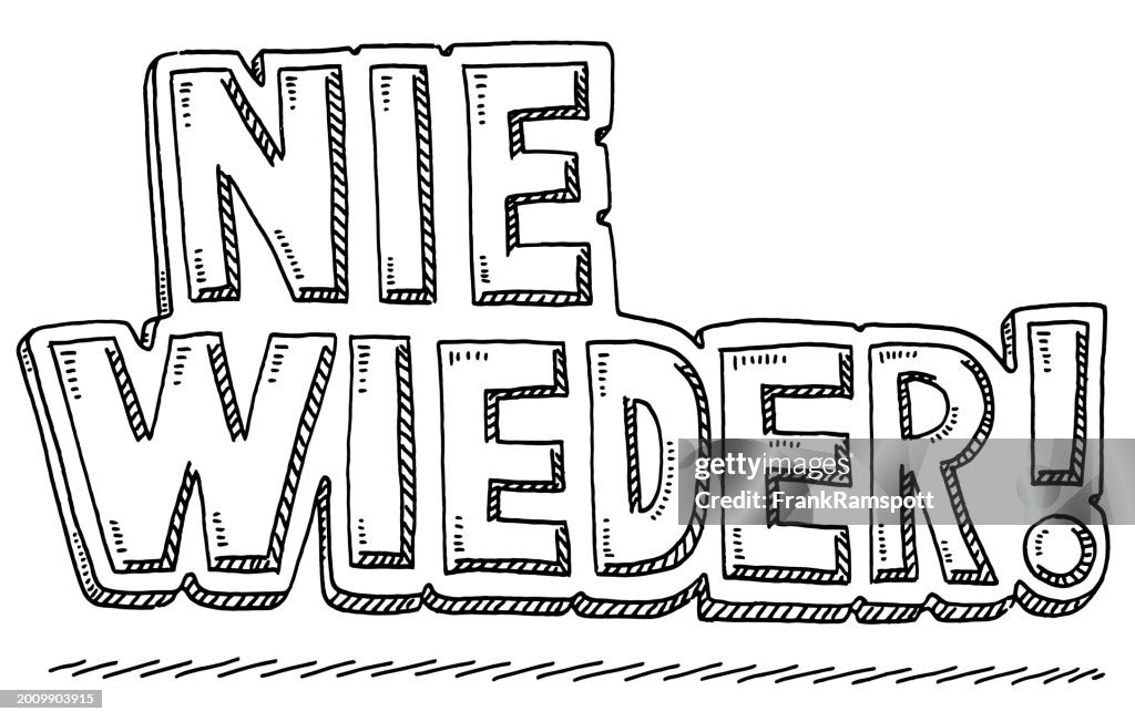 Nie Wieder German Text Drawing