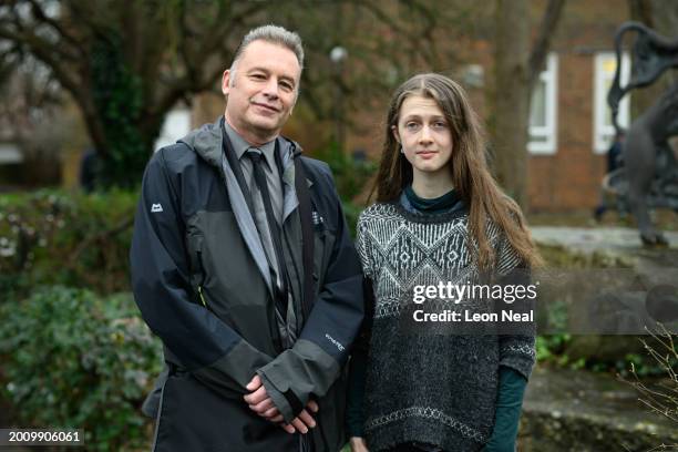 Environmental Broadcaster Chris Packham and Just Stop Oil activist Cressie Gethin are seen outside Isleworth Crown Court on February 14, 2024 in...