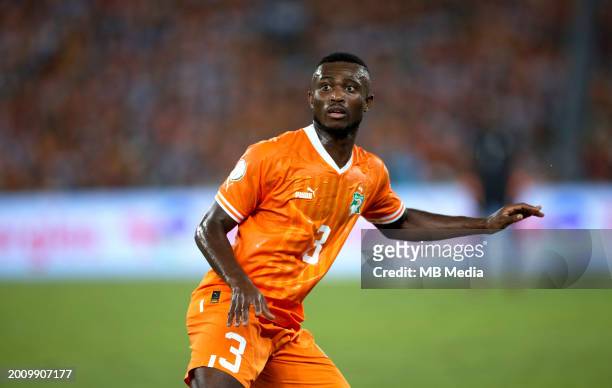 Ghislain Konan of Ivory Coast in action ,during the TotalEnergies CAF Africa Cup of Nations final match between Nigeria and Ivory Coast at Olympic...