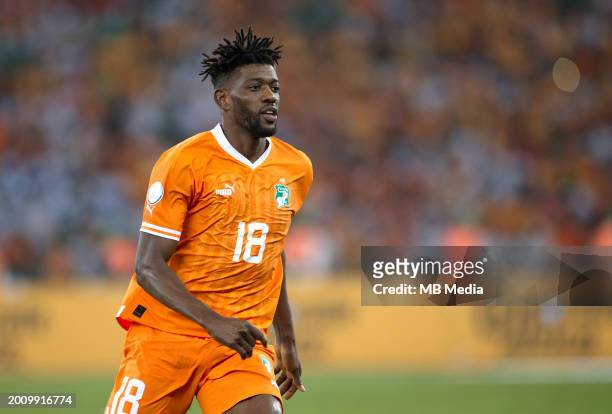 Ibrahim Sangare of Ivory Coast in action ,during the TotalEnergies CAF Africa Cup of Nations final match between Nigeria and Ivory Coast at Olympic...