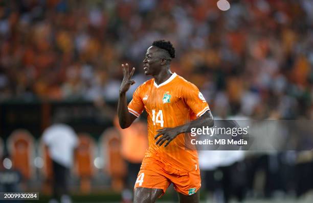Oumar Diakité of Ivory Coast celebrate after Ivory Coast won the Africa Cup of Nations 2024 ,during the TotalEnergies CAF Africa Cup of Nations final...