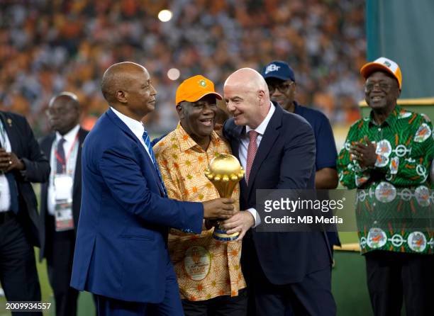 President of the Confederation of African Football Patrice Motsepe ,President of Ivory Coast Alassane Ouattara and President of FIFA Gianni Infantino...