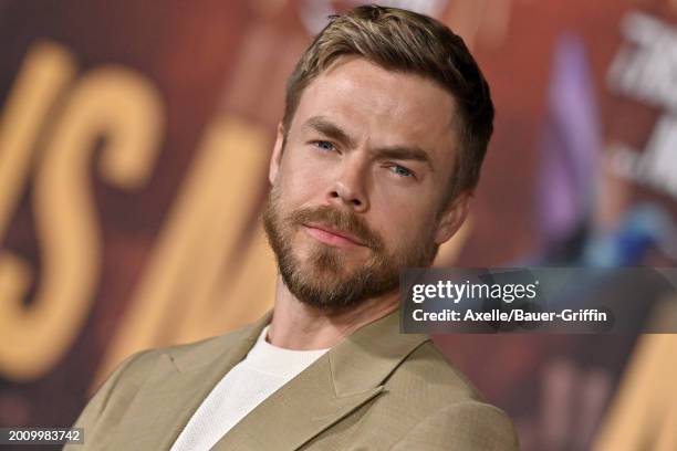 Derek Hough attends the Los Angeles Premiere of Amazon MGM Studios "This Is Me...Now: A Love Story" at Dolby Theatre on February 13, 2024 in...