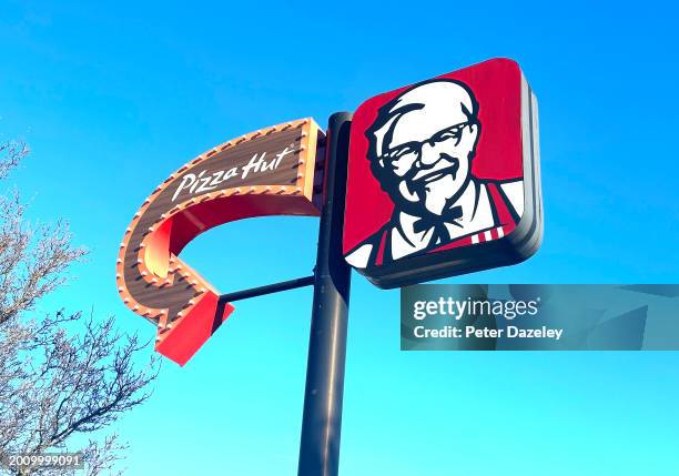 Pizza Hut and KFC Signage Colliers Wood, London, External Store Sign