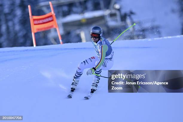 Dominik Schwaiger of Team Germany in action during the Audi FIS Alpine Ski World Cup Men's Downhill on February 17, 2024 in Kvitfjell Norway.