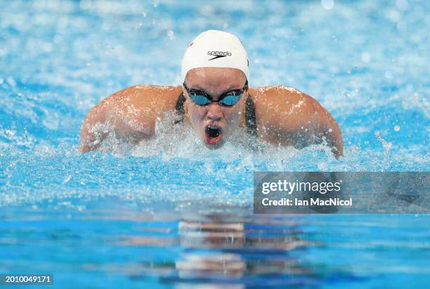 Rachel Klinker of United States competes in the heats of the Women's 200m Butterly on day thirteen of the Doha 2024 World Aquatics Championships at...