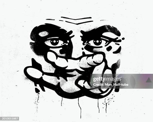 i'm watching you, graffiti - stencil stock illustrations