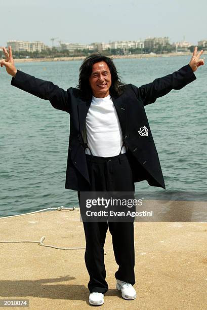 Actor Jackie Chan poses at the photocall for "Around the World in 80 Days" at the Majestic Pier during 56th International Cannes Film Festival 2003...