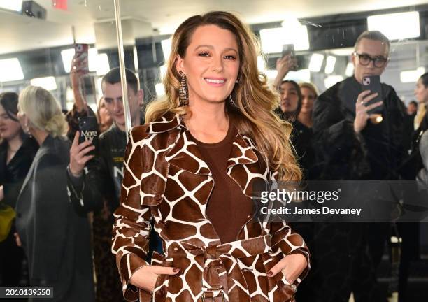 Blake Lively arrives to Michael Kors fashion show at 101 7th Avenue during New York Fashion Week on February 13, 2024 in New York City.