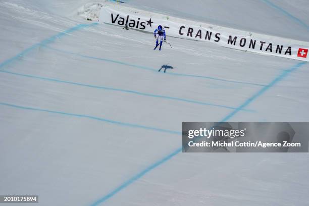 Anouck Errard of Team France competes during the Audi FIS Alpine Ski World Cup Women's Downhill on February 17, 2024 in Crans Montana, Switzerland.